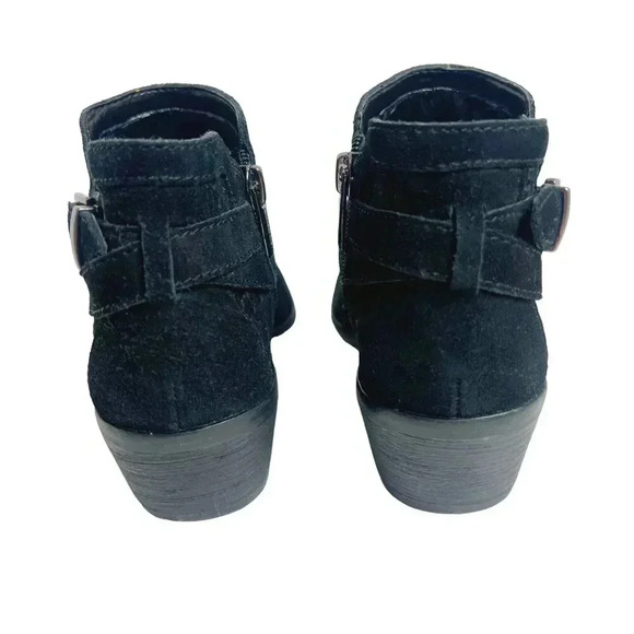 Vince Camuto Pamma Black Suede Booties Gold Buckle Women's Size 6.5 - Picture 4 of 9